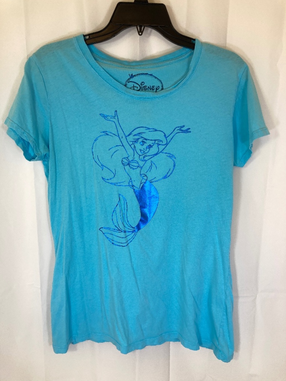 Disney Ariel Blue Shirt Sz XL Juniors Metallic Graphic Little Mermaid